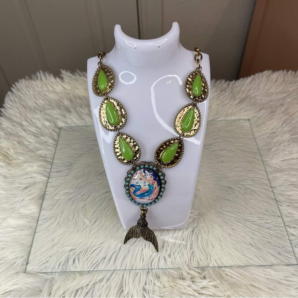 Artisan-made mermaid statement necklace